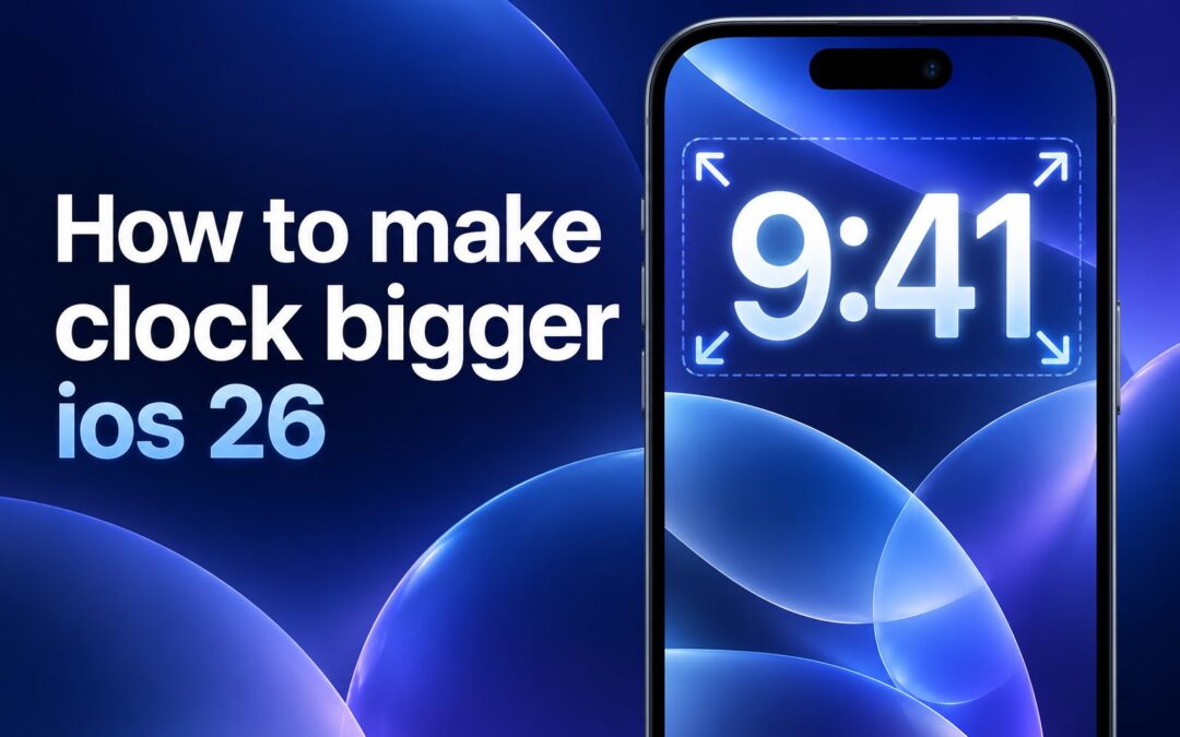 Enlarged iPhone lock screen clock on iOS 26